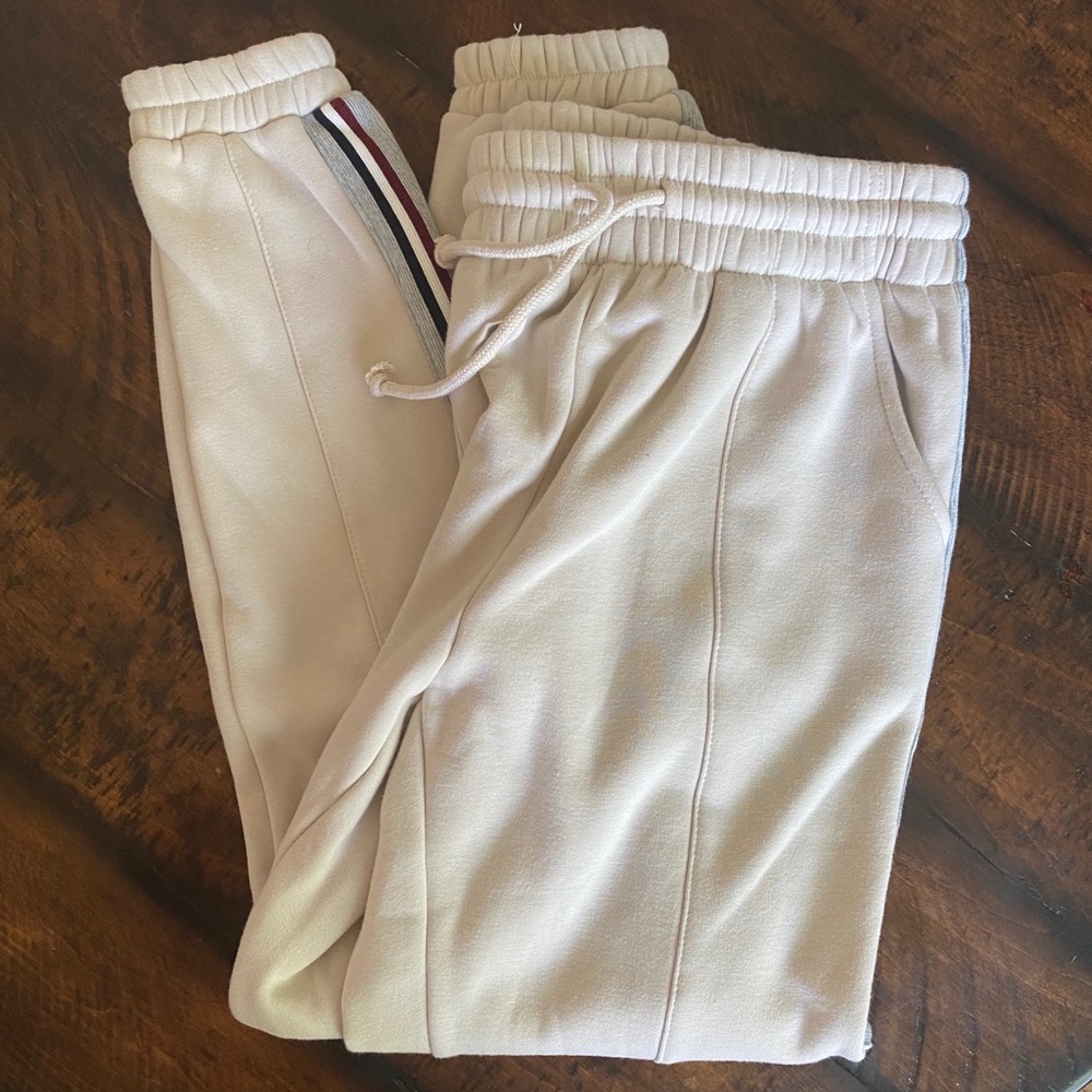 Sunday Stevens Tan Sweatpants with Stripe Detailing on Sides